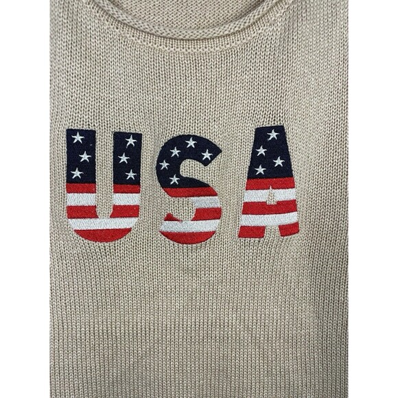 Marled USA  Knit Sweater Womens Medium Embroider  Pullover Rolled Hem Patriotic‎ - Picture 3 of 11